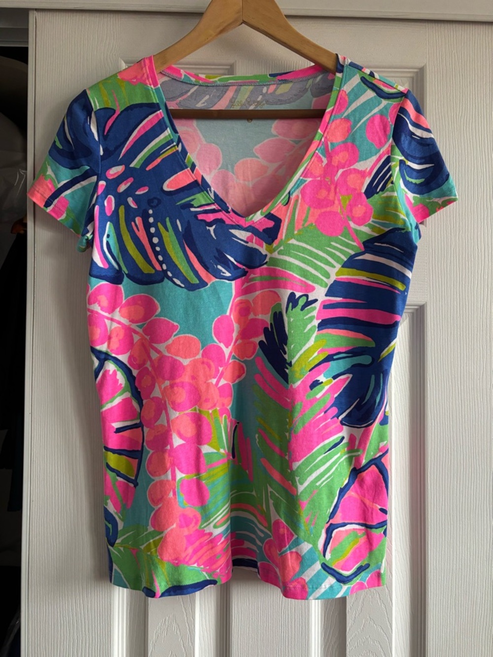 Lilly Pulitzer Pink, Aqua & Navy Floral Tee